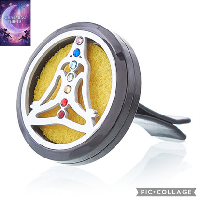 Car Diffuser Kit - Pewter Yoga Chakra - 30mm