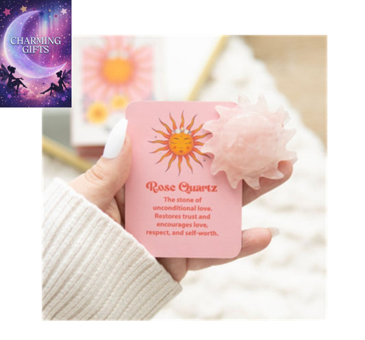 Rose Quartz Crystal Sun Keepsake Stone in a Box