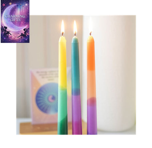 Set of 3 Dipped Aura Energy Taper Candles