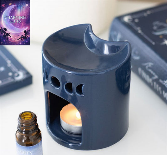 Blue Crescent Moon Oil Burner