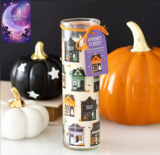 Spooky Street Pumpkin Cinnamon Roll Tube Candle