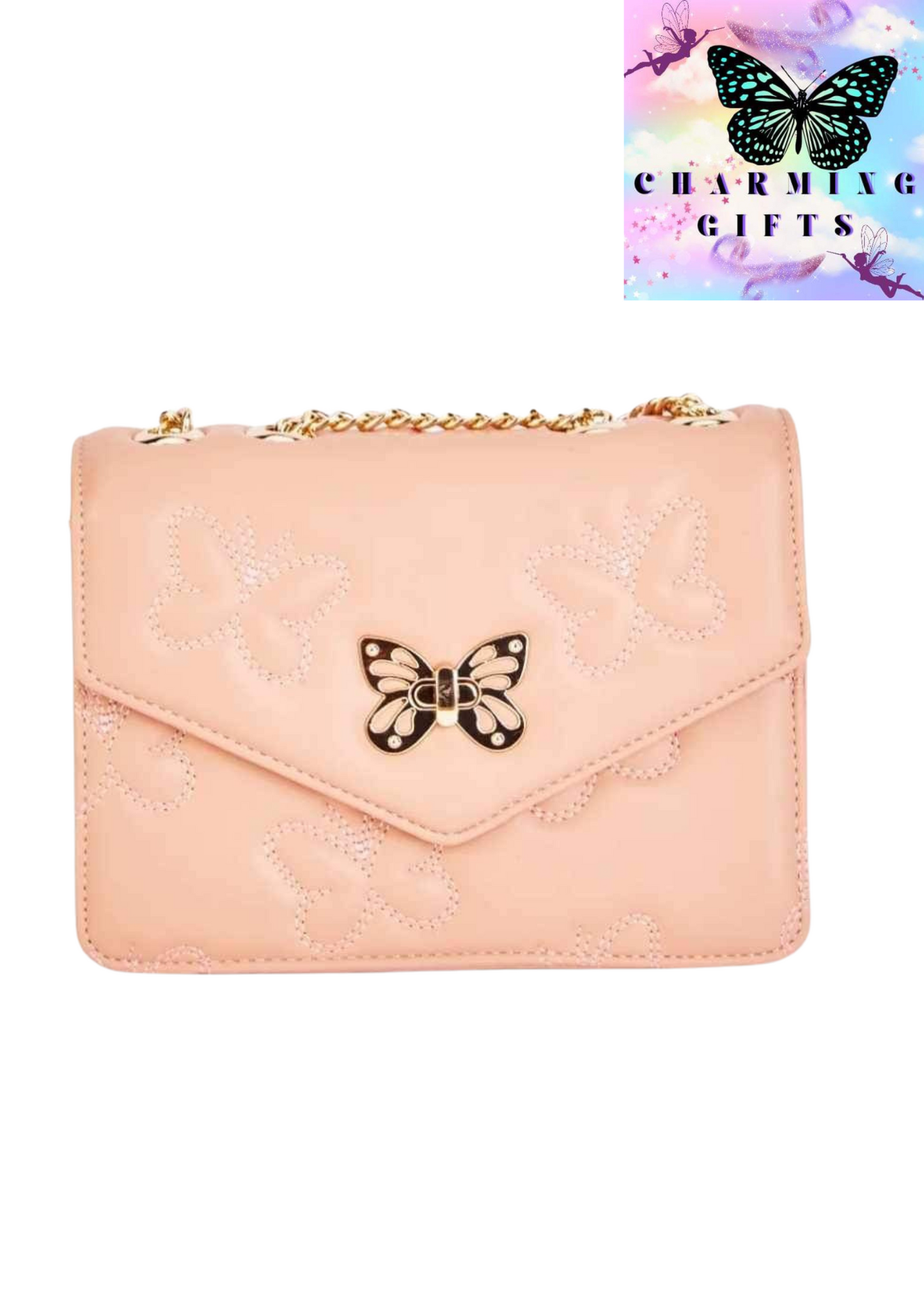 Butterfly Encrusted Flap Bag