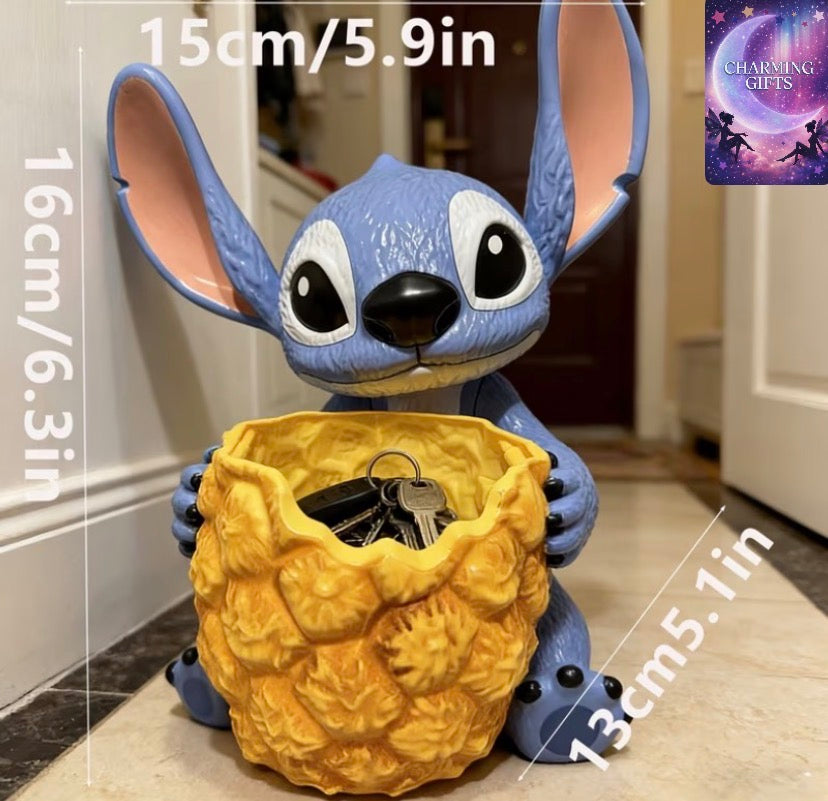 Disney Stitch Resin Pen Holder, Stitch Statue Crafts Popcorn Bucket Home Decoration Ornaments Flower Pot Storage Holiday Gifts Courtyard