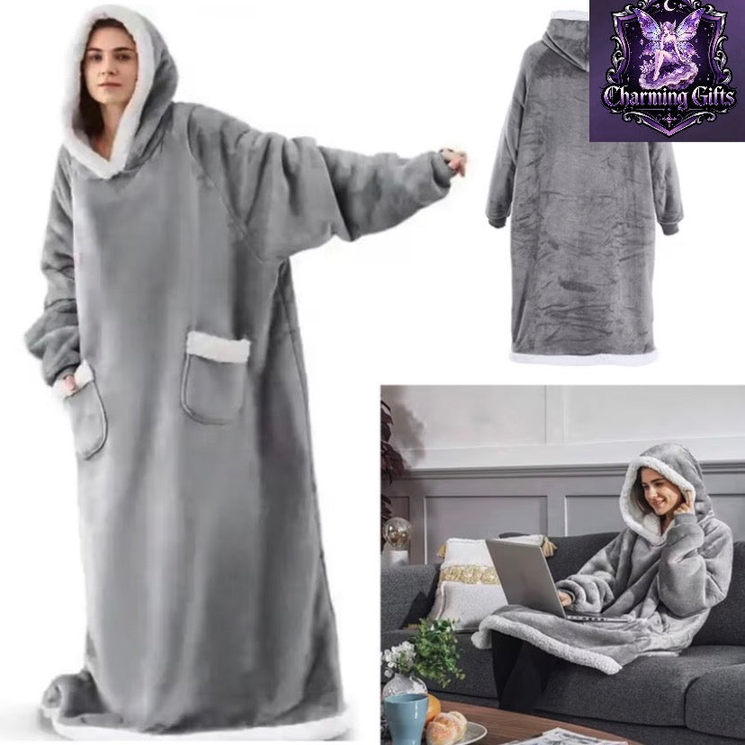 🧸 Oversized Wearable Blanket Hoodie — Ultra-Soft Flannel Comfort