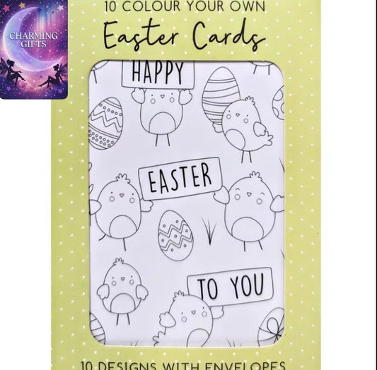 10 Colour Your Own Easter Cards for Kids – With Envelopes – Fun Creative Easter Activity – 14 x 9.7 cm