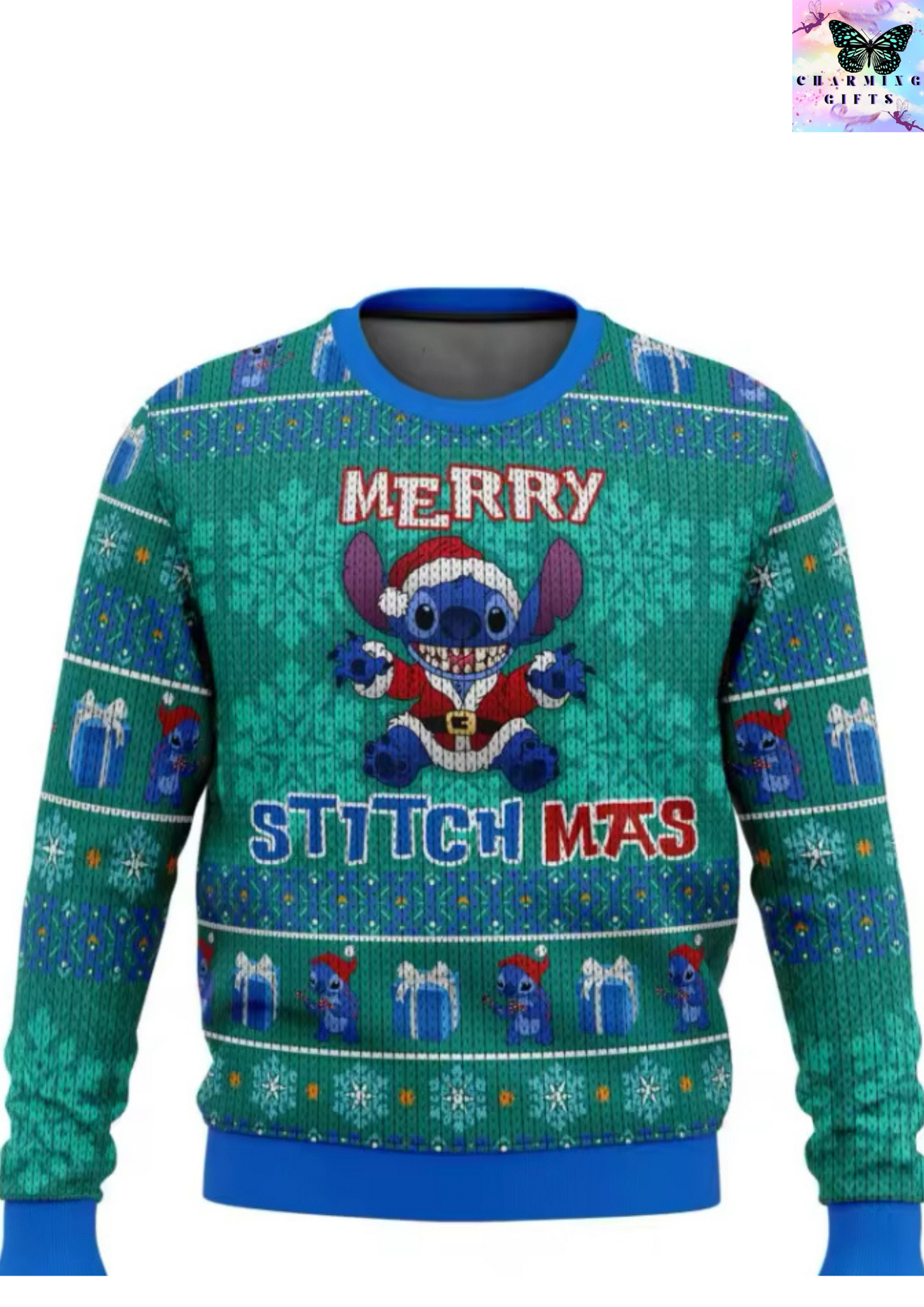 Cartoon Anime Stitch Christmas Sweatshirt Gift Santa Claus Pullover 2024 New Fashion Autumn Winter Men Women Clothing Tops