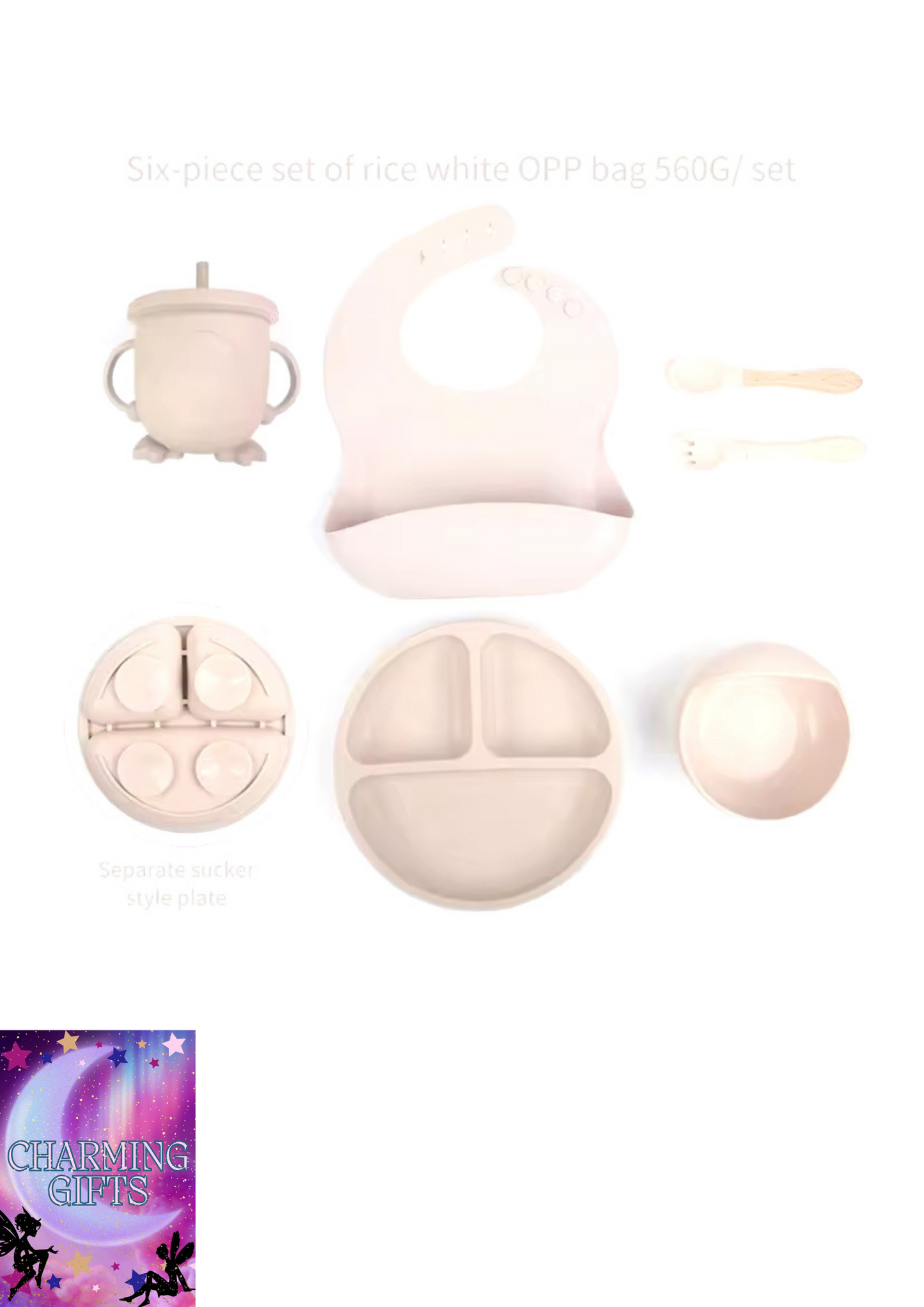 6 PCS Baby Meal Set Silicone Set Childrens Meal Training Set Cutlery