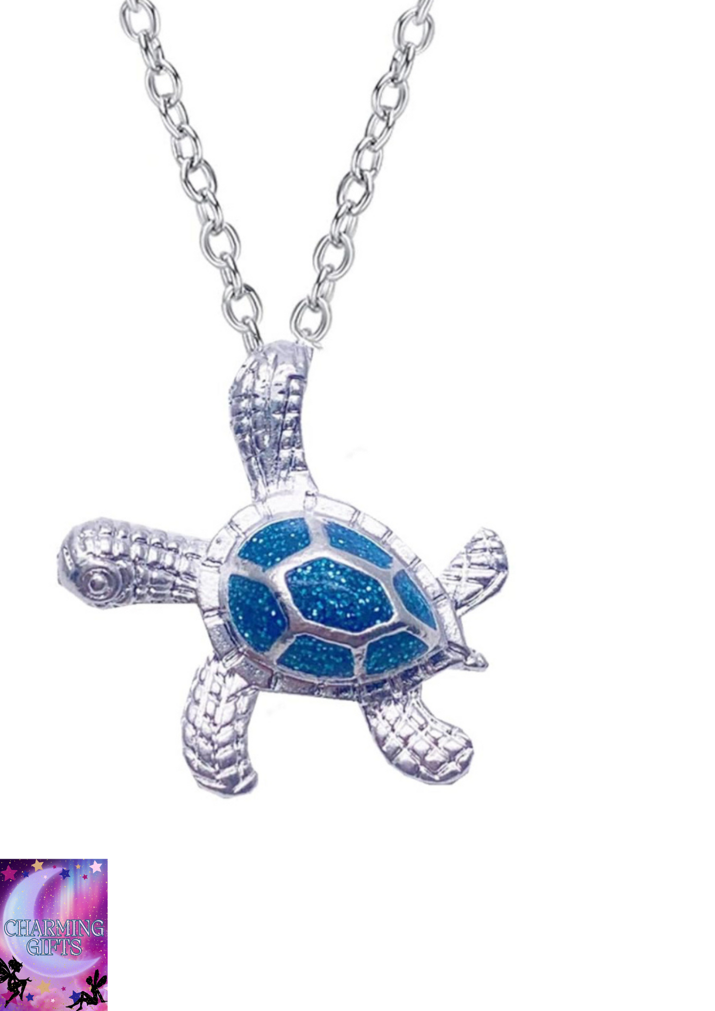 Opal Turtle Necklace,Blue Opal Sea Turtle Pendant Sterling Silver Necklace Jewelry for Women Gifts,Opal Ocean Themed Cute Turtle Necklace, Blue,White,Silver