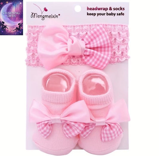 1 Pair Baby Soft Breathable Low-Cut Socks & Headband - Pastel Colors (Pink, Blue, Yellow, Red, Purple,) - Invisible Everyday & Party Outfits - Easy-Care Infant Clothing for Toddlers & Infants - Birthday Party Outfits, Photo Shoots, Casual Attire -