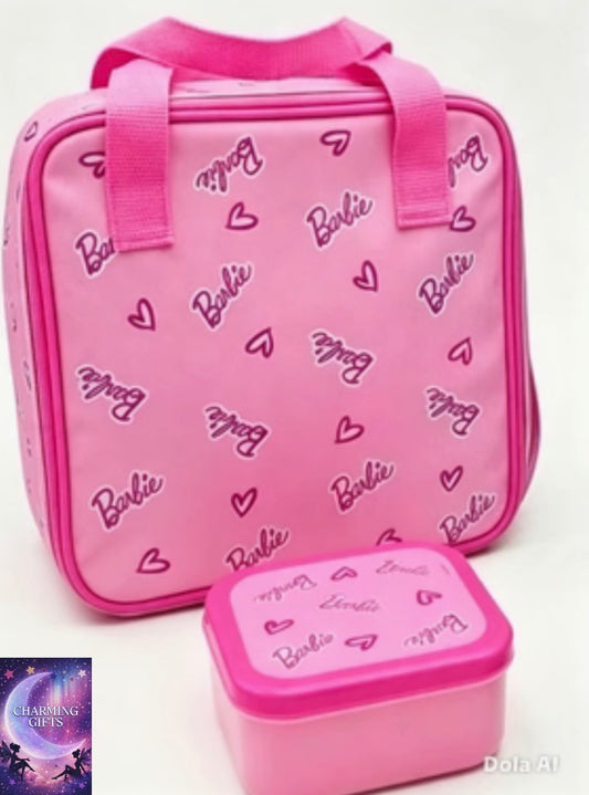 Girls Barbie Lunch Bag Snack Box Set