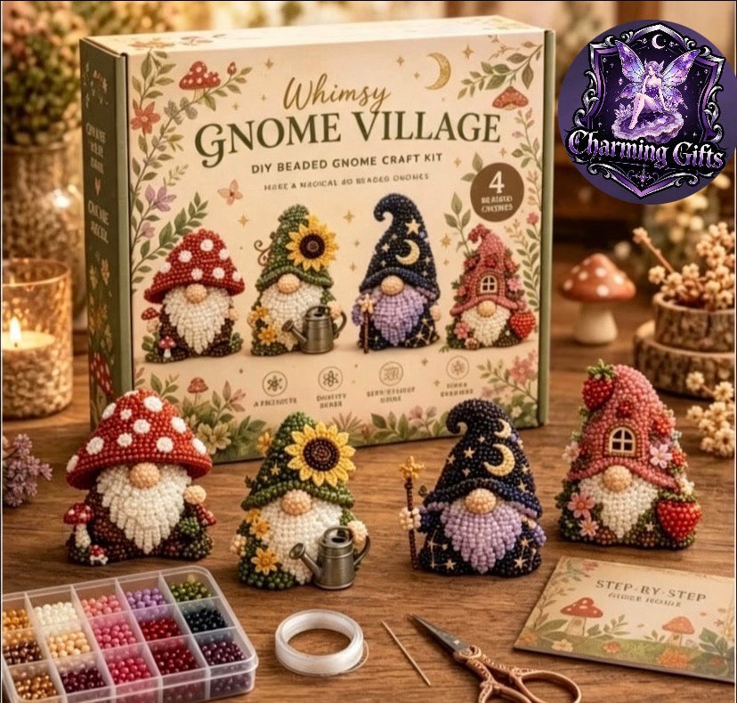 Cute 3D Gnome Bead Craft Set with Colorful Beads And Instructions, Handmade Jewelry Art Craft Kit for Creative Projects