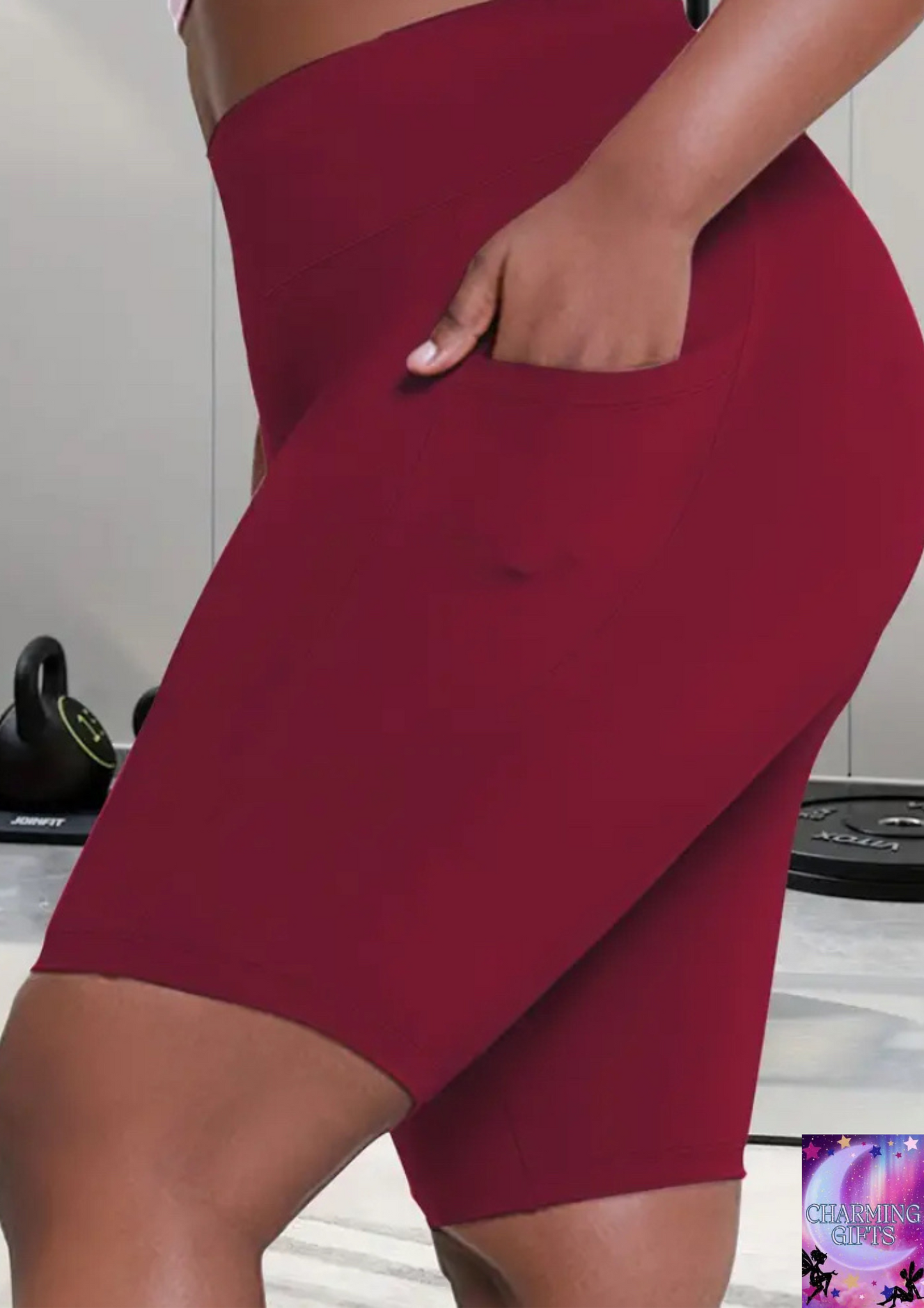 Breathable High-Waisted Plus Size Shorts - Women's Side Pocket Workout Leggings For Fitness Apparel