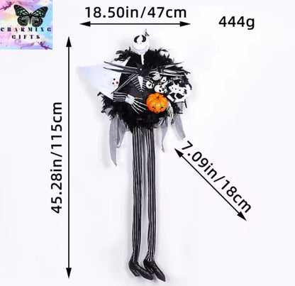 Nightmare Before Christmas Halloween Scary Pumpkin Garland Door Hanging Outdoor Horror Skeleton Halloween Decoration Props Gift