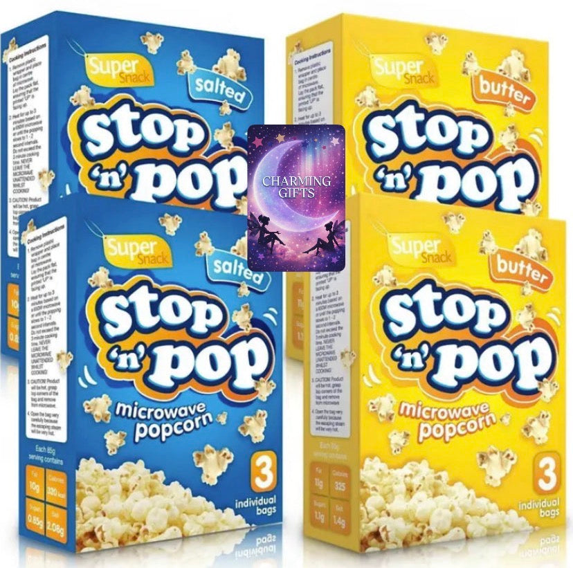 12 Pack x 85g Bulk Microwave Popcorn | Sweet, Salted & Butter Flavour Popcorn Bags for Movie Nights, Cinema Style Snacking, Parties & Events | Theatre Style Microwave Popping Corn Snack Packs