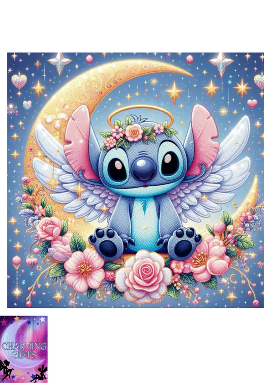 5D DIY Disney Stitch Diamond Painting Kit Moon Flower Wings Cross Embroidery Handmade Diamond Mosaic Art Gift