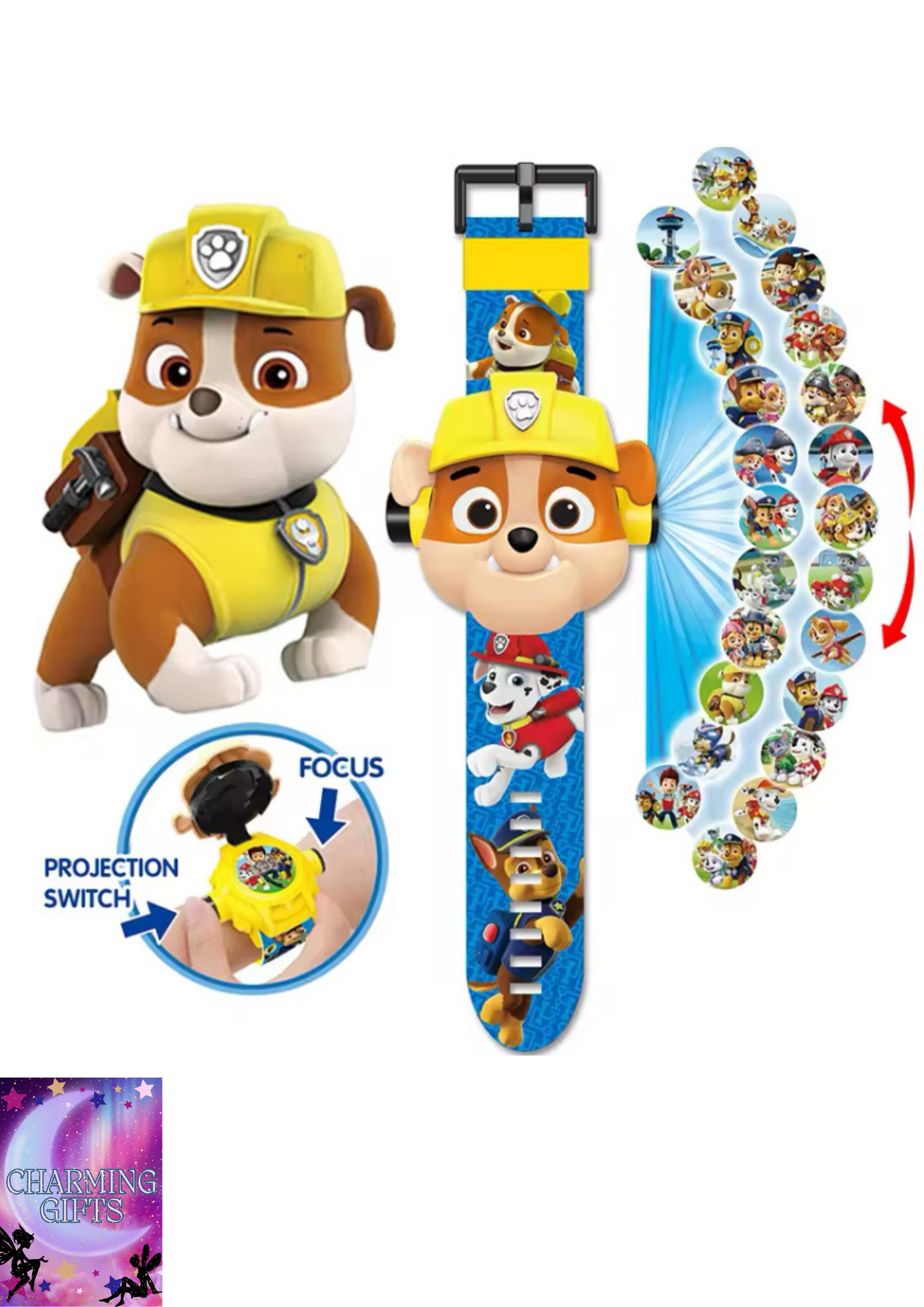 Paw Patrol 3D Projection Digital Watch Toys Set Dog Puppy Patrulla Canina Anime Action Figures Model Toy Marshall Chase Kid Gift