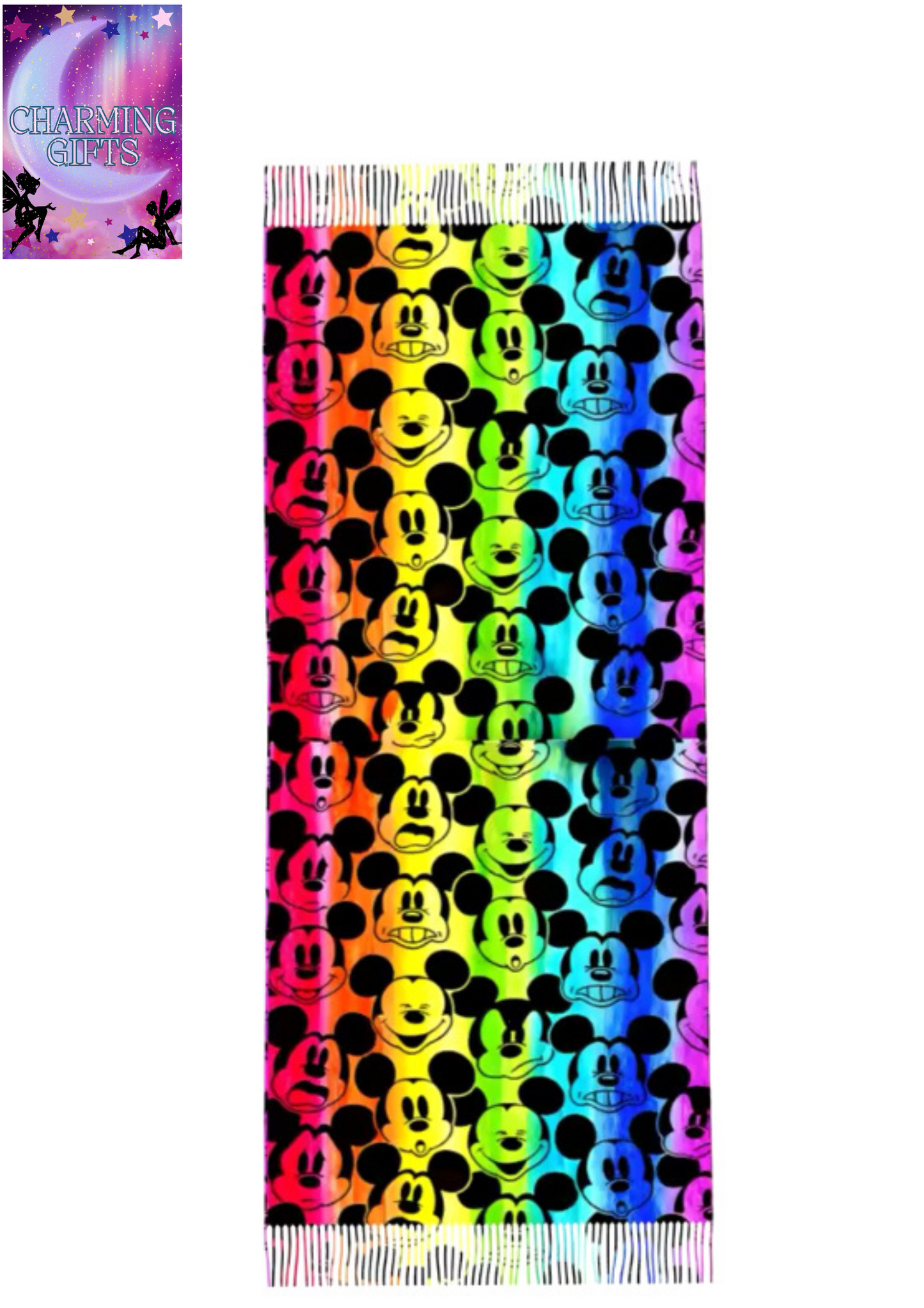 Womens Disney Mickey Mouse Head Cashmere Scarf Large Pashmina Shawls and Wraps Scarves forDaily Wear