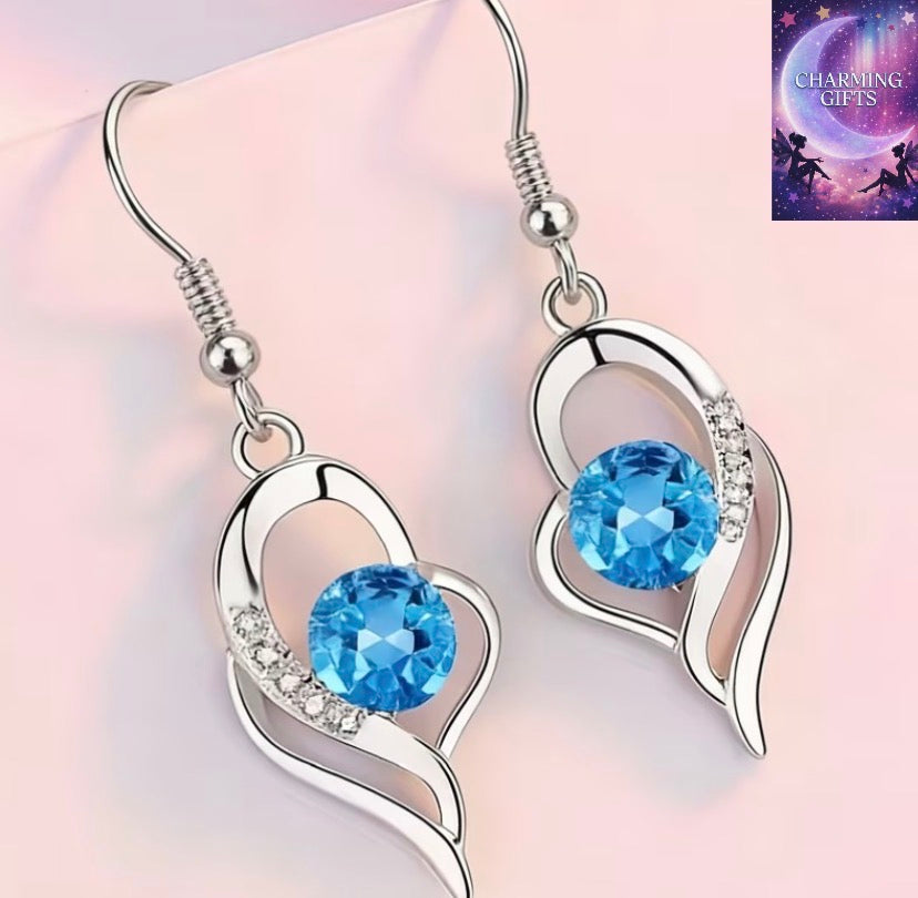 Exquisite Heart-Shaped Multicolor Sparkling Rhinestone Earrings with Dynamic Ear Hooks