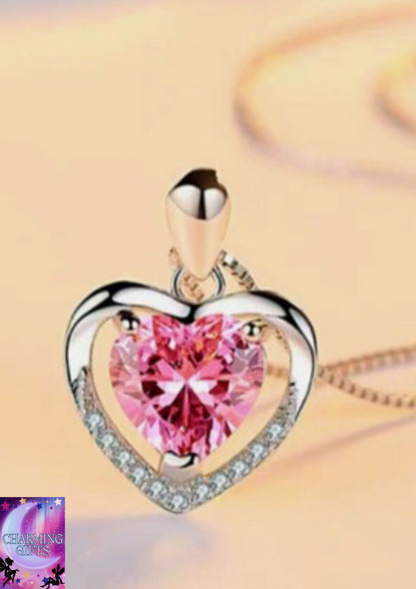 Jewell's of the heart 925 Sterling Silver Heart Crystal Pendant Chain Necklace Womens Jewellery Gifts