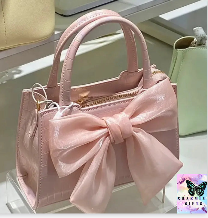 Fashion Women's Clutch Purse Handbags Summer Pink Bowknot Female Underarm Bags Sweet Girl's Small Square Shoulder Messenger Bag