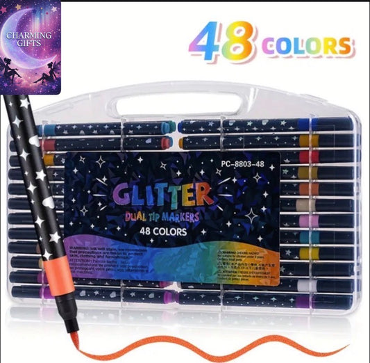 [Glitter Markers] Colors Glitter Markers | Water-based Ink Glitter Pens, Metallic Glitter Pens for Graffiti Writing, Glitter Art Crafts, Journaling, Gifts, Fashion Accessories, Professional Office Art Supplies