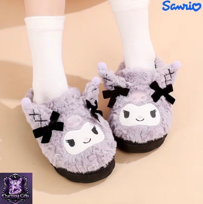 😈 Kuromi Warm Plush Indoor Kuromi plush slippers