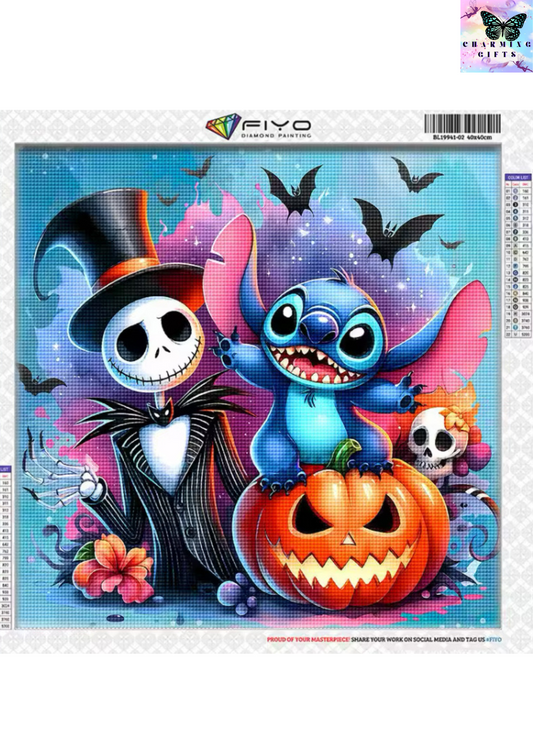 Disney Diamond Painting Pumpkin Jack and Stitch Diamond Mosaic Halloween Home Decor Nightmare before Christmas Embroidery Art 40x40CM