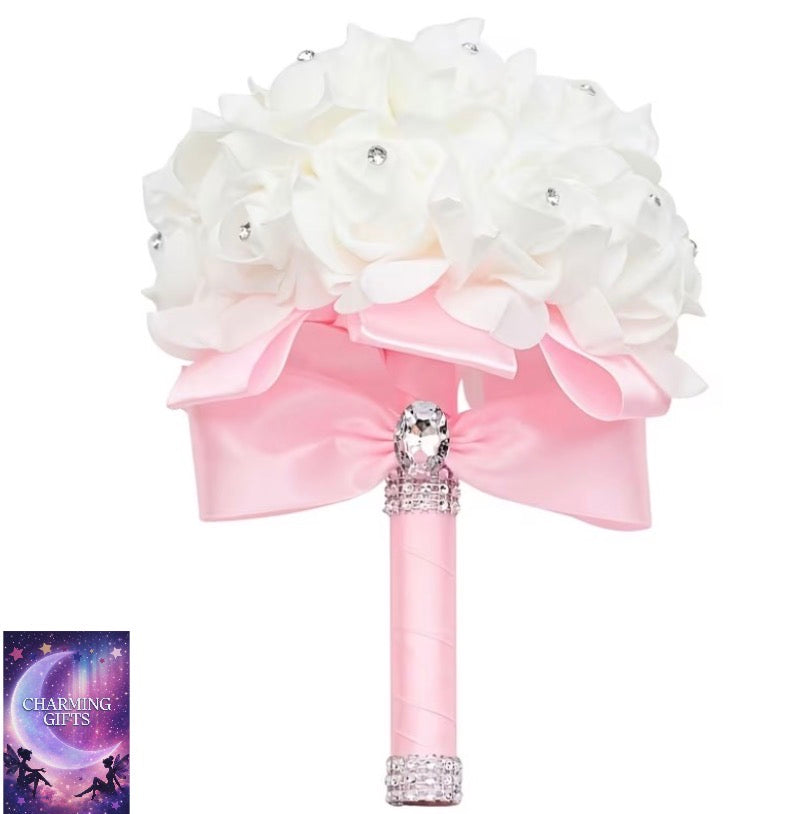 Elegant Faux Floral Bridal Bouquet - Lifelike Foam Flowers for Weddings, Parties & Ceremonies | Durable & Timeless Decor for Christmas, Valentine's, Mother's Day & More