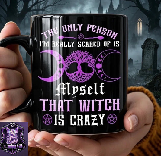 1pc, Witchy Style for halloween Gift 11Oz Coffee Mug, Purple Moon And Witch Quote Design, Black Ceramic Tea Cup for Witchcraft Lovers, Ideal for Halloween Office Home Use Birthday Gift