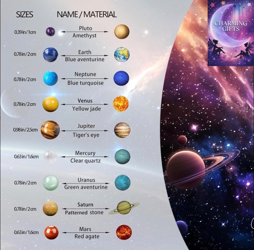 Nine Planets Solar System Model Crystal Ball - Natural Crystal Gemstone Marble Space Home Desk Decoration - Creative Gifts