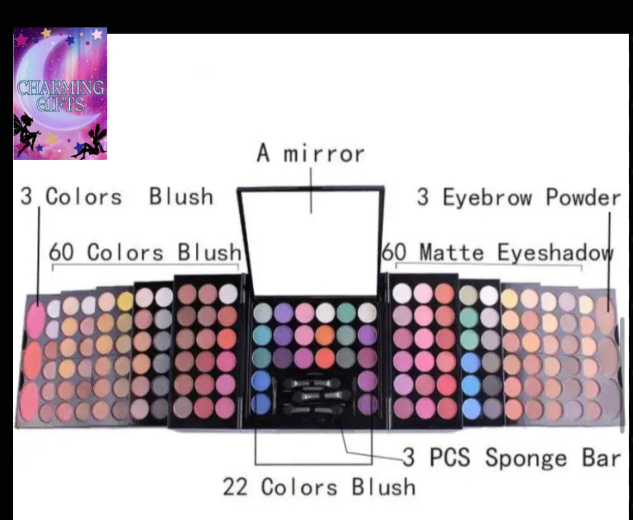 148 Color Long Lasting Waterproof Shimmer Makeup Kit Glitter Matte Eyeshadow Eyebrow Blush Palette Travel Cosmetics Set