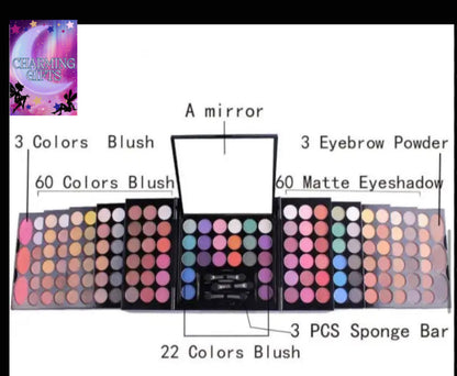 148 Color Long Lasting Waterproof Shimmer Makeup Kit Glitter Matte Eyeshadow Eyebrow Blush Palette Travel Cosmetics Set