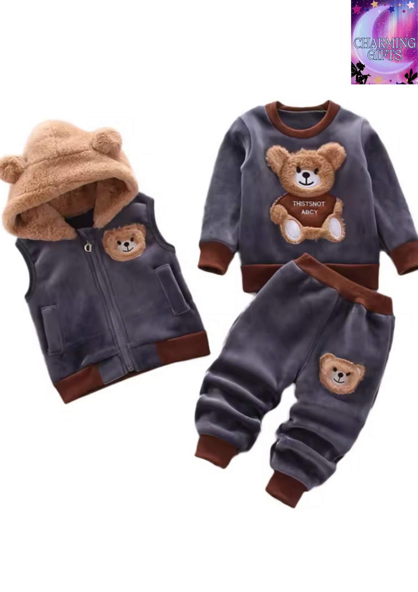 3PCS Winter Autumn Toddler Baby Boys Girls Clothes Baby Sweaters Coat +Pants +Hooded Vest Outfit Set Infant Warm Clothing Suits
