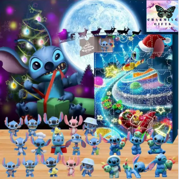 NEW Style 24Pcs Stitch Advent Calendar For Kids Minnie Juguetes Surprise Toys For Children 2024 Navidad Gifts Christmas