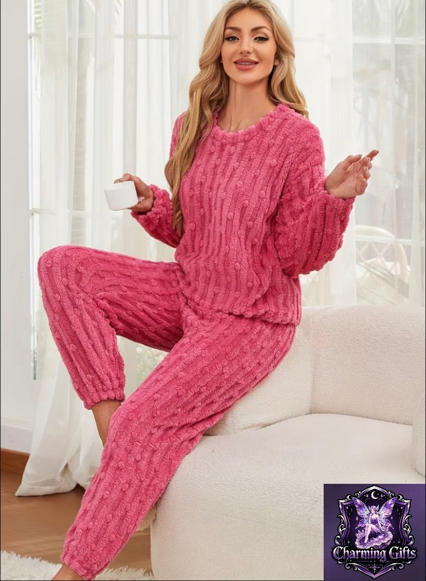 🧶 Jacquard Dot Fleece-Lined Pyjama Set