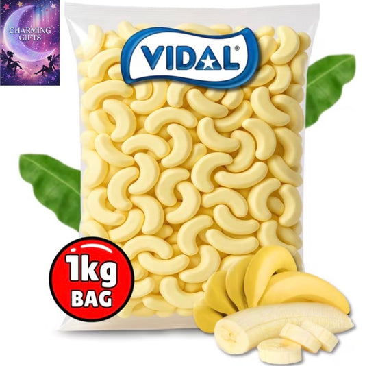 Vidal Foam Bananas 1kg Bag | Soft Fruit Flavored Foam Sweets, Bulk Candy, Party Favors, Sweet Bags