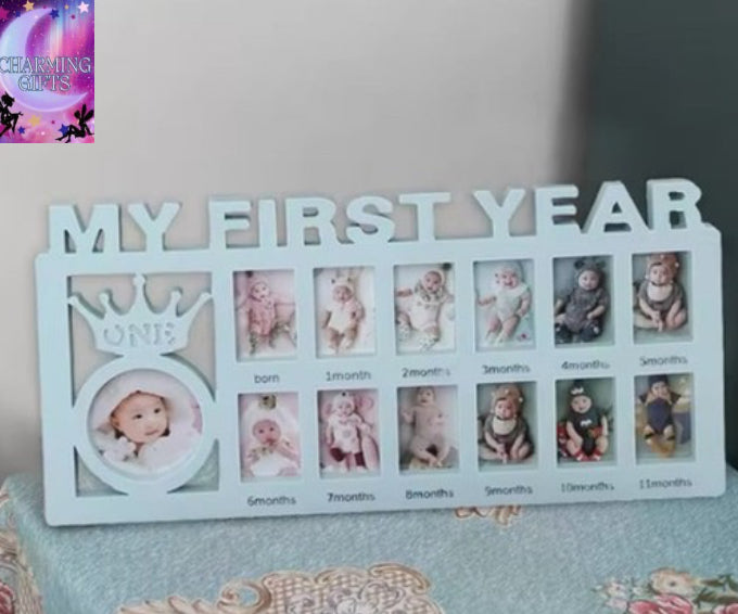 Baby photo frame newborn 0-12 months growth milestone commemorative photo frame PP plastic material baby photography props