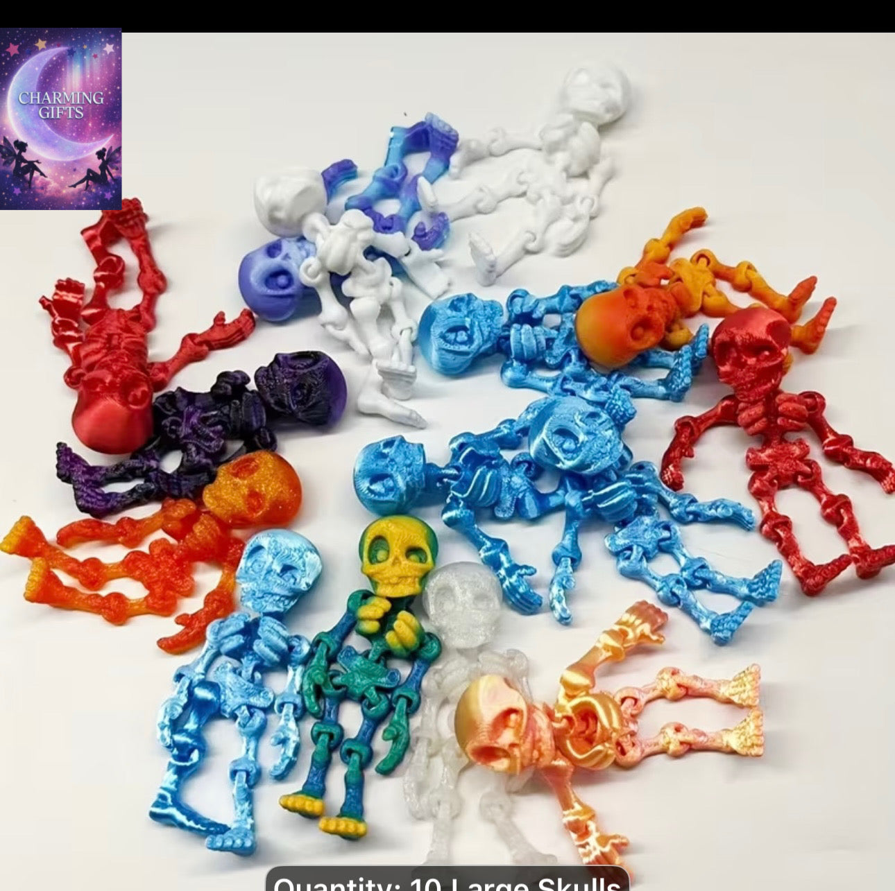 10-Piece Pack 3D Printed Gothic Skull