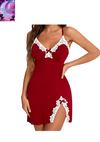 Women's Sexy Lace Pajamas Summer Night Sexy Pajamas V-Neck Full Non-Slip Babydoll Underwear Nightgown