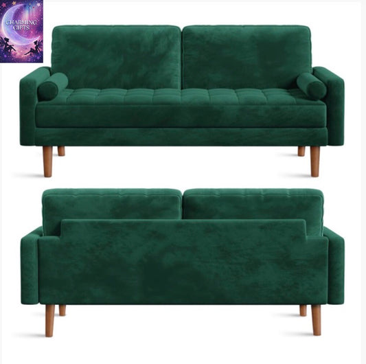(Green) Velvet Sofa Modern 2 Seater Couches