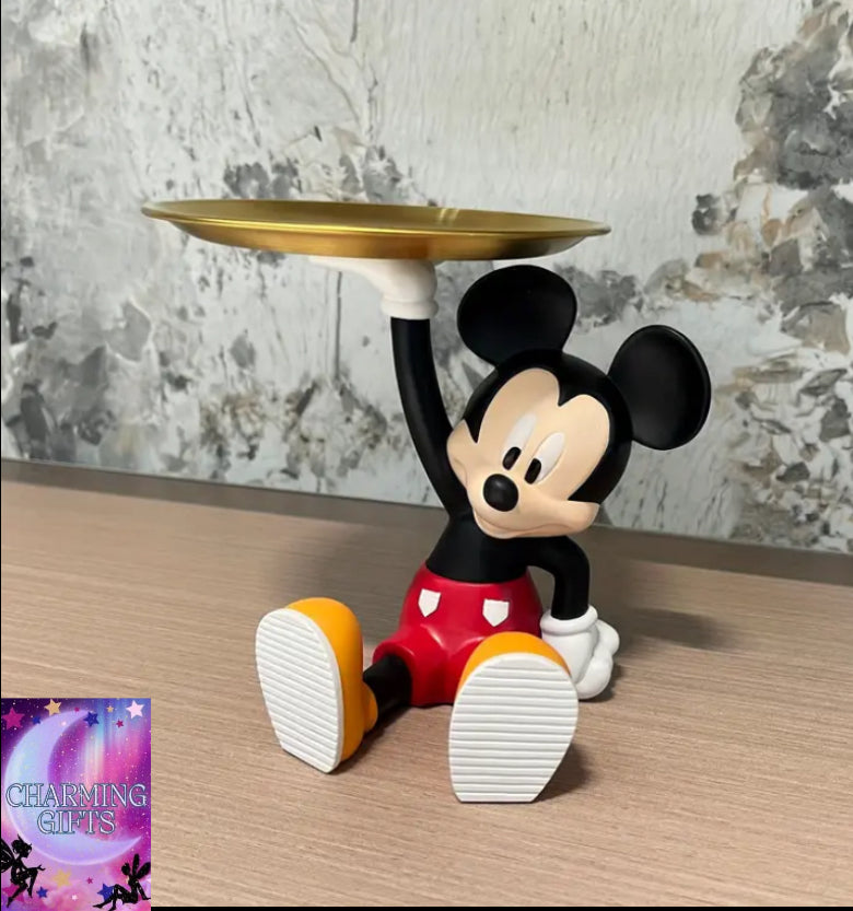 1pc Authorised Disney Mickey Ornament, Minnie Small Snack Tray Ornament, Mickey Storage Tray Ornament, Mickey Small Fruit Tray Ornament, Cute Card Holder, School Gift, Holiday Gift, Super Cool Home Accessories, Key Storage Mickey Tray