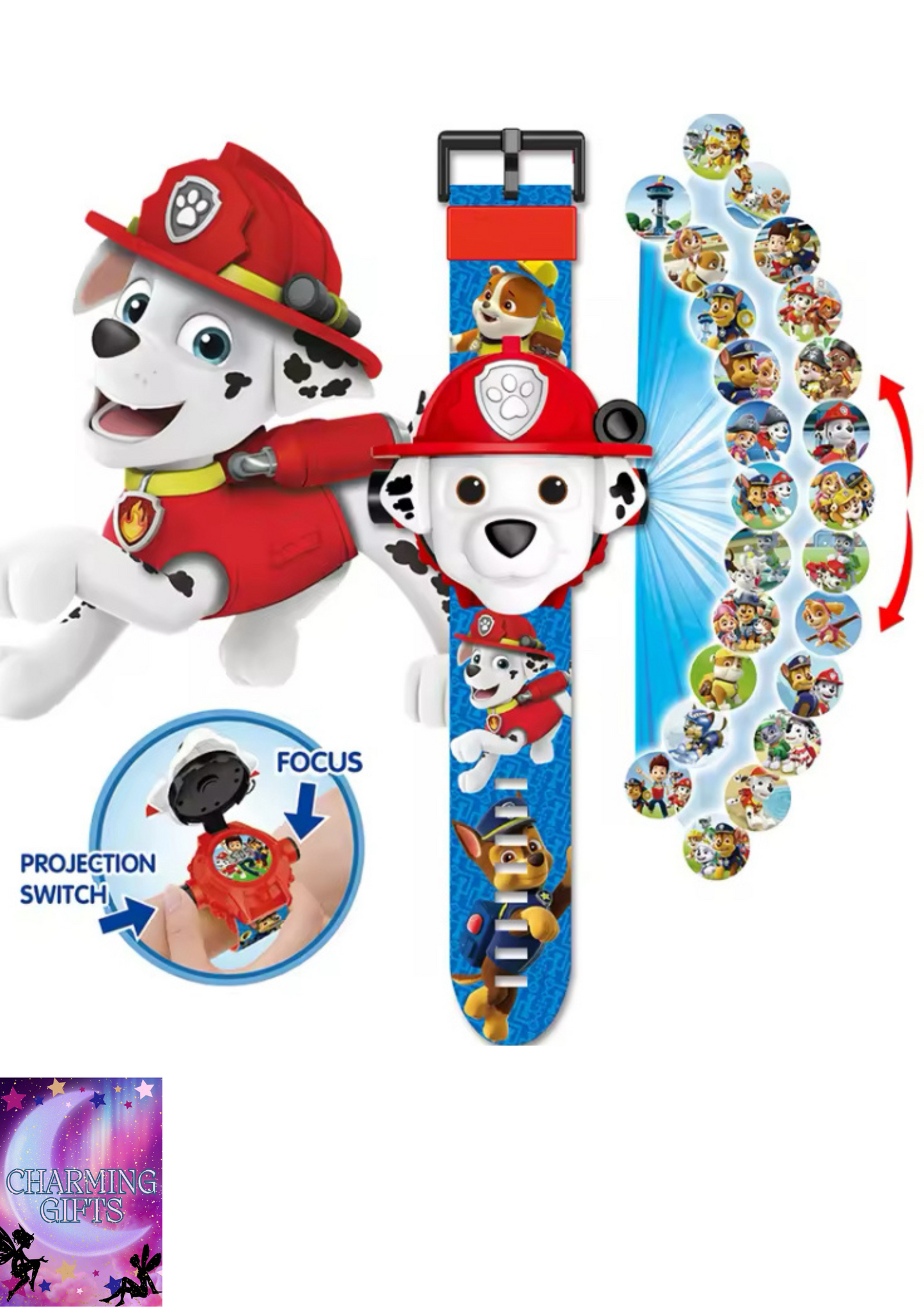 Paw Patrol 3D Projection Digital Watch Toys Set Dog Puppy Patrulla Canina Anime Action Figures Model Toy Marshall Chase Kid Gift