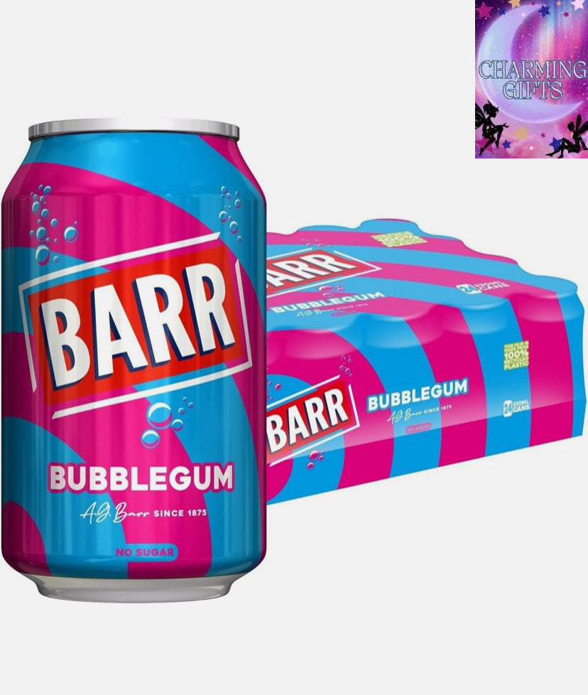 Bubblegum 24 pack Fizzy Drink Cans, No Sugar, 24 x 330 ML