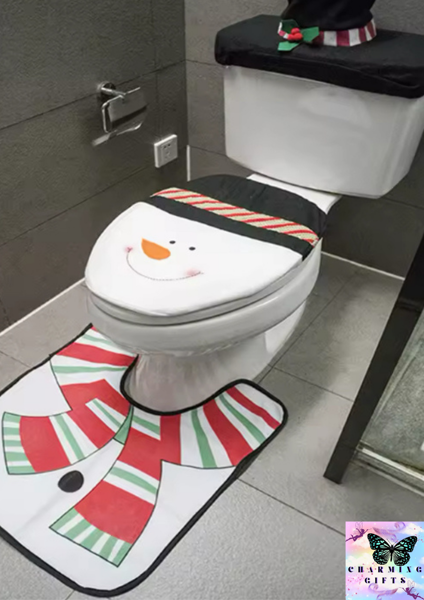 New Cute Christmas Toilet Seat Covers Creative Santa Claus Bathroom Mat Xmas Supplies for Home New Year Navidad Gift Decor 2024