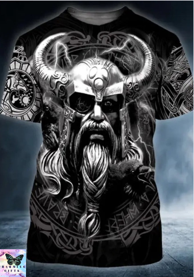 Men's Viking God T shirt O Neck Short Sleeve