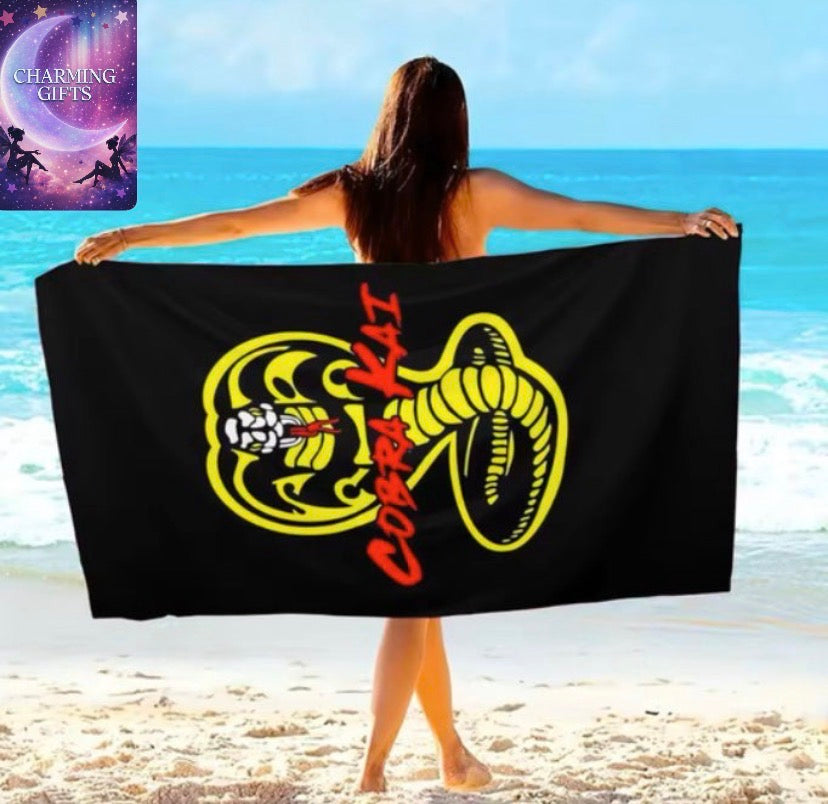 Cobra Kai Snake Towel Beach Towel Outdoor Water Sports Swimming Bath Towel Quick-drying 30x30Cm