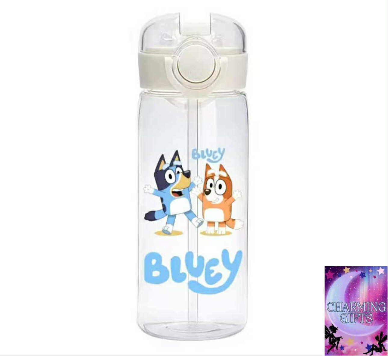 Bluey Straw Water Bottle Large Capacity Plastic Water Cup Portable Drink Bottle Outdoor Sports Bingo Drinking Water Bottle Gifts