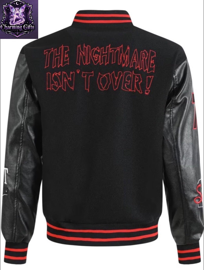 Michael myers Men's Varsity Jacket Casual, Fashionable, High-end Embroidered Black #78 Baseball Jacket, Splicing Black PU Long Sleeves College Coat Hip Hop Street Style Pocket Sportswear