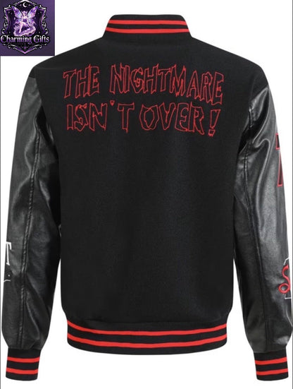 Michael myers Men's Varsity Jacket Casual, Fashionable, High-end Embroidered Black #78 Baseball Jacket, Splicing Black PU Long Sleeves College Coat Hip Hop Street Style Pocket Sportswear