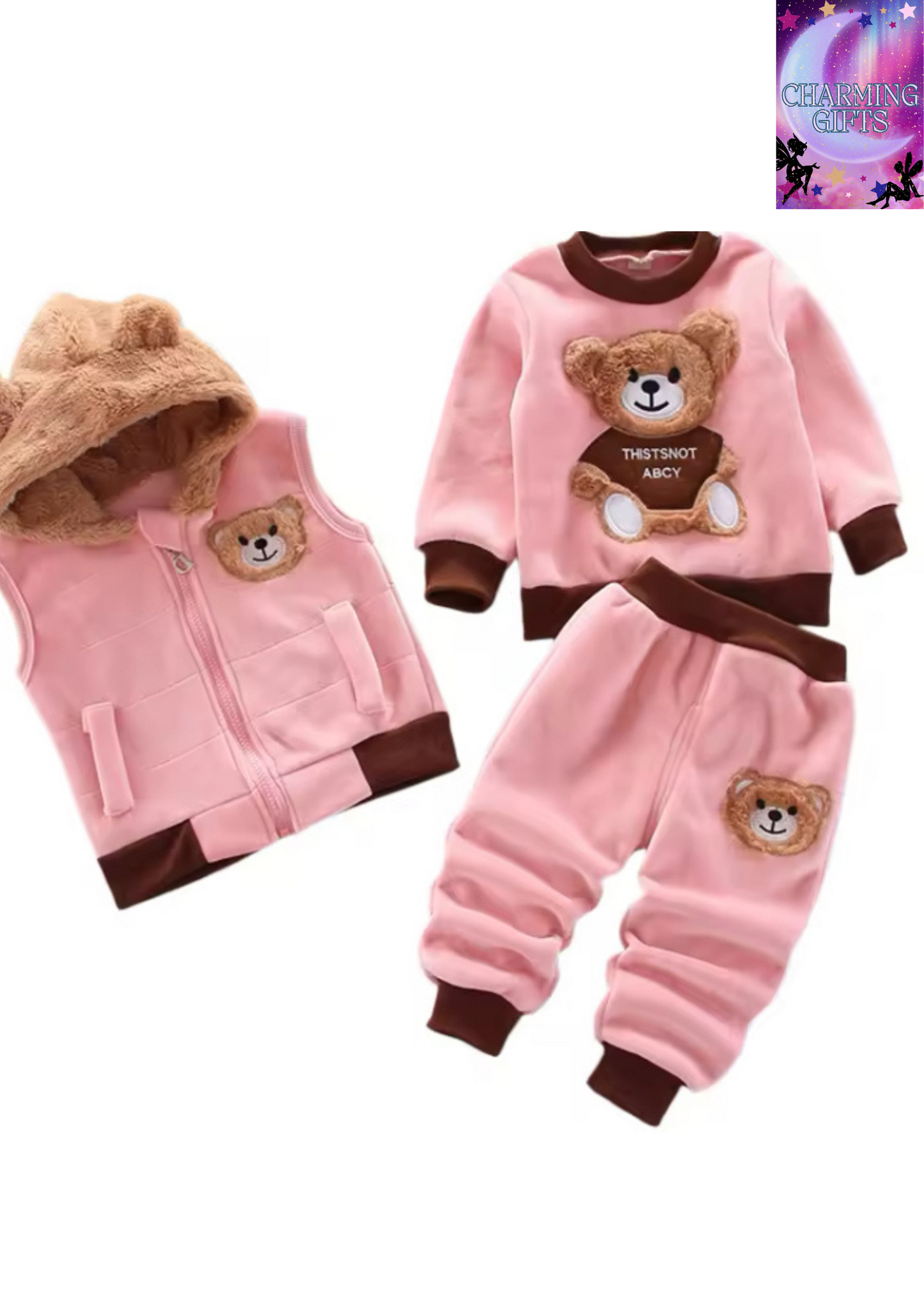 3PCS Winter Autumn Toddler Baby Boys Girls Clothes Baby Sweaters Coat +Pants +Hooded Vest Outfit Set Infant Warm Clothing Suits
